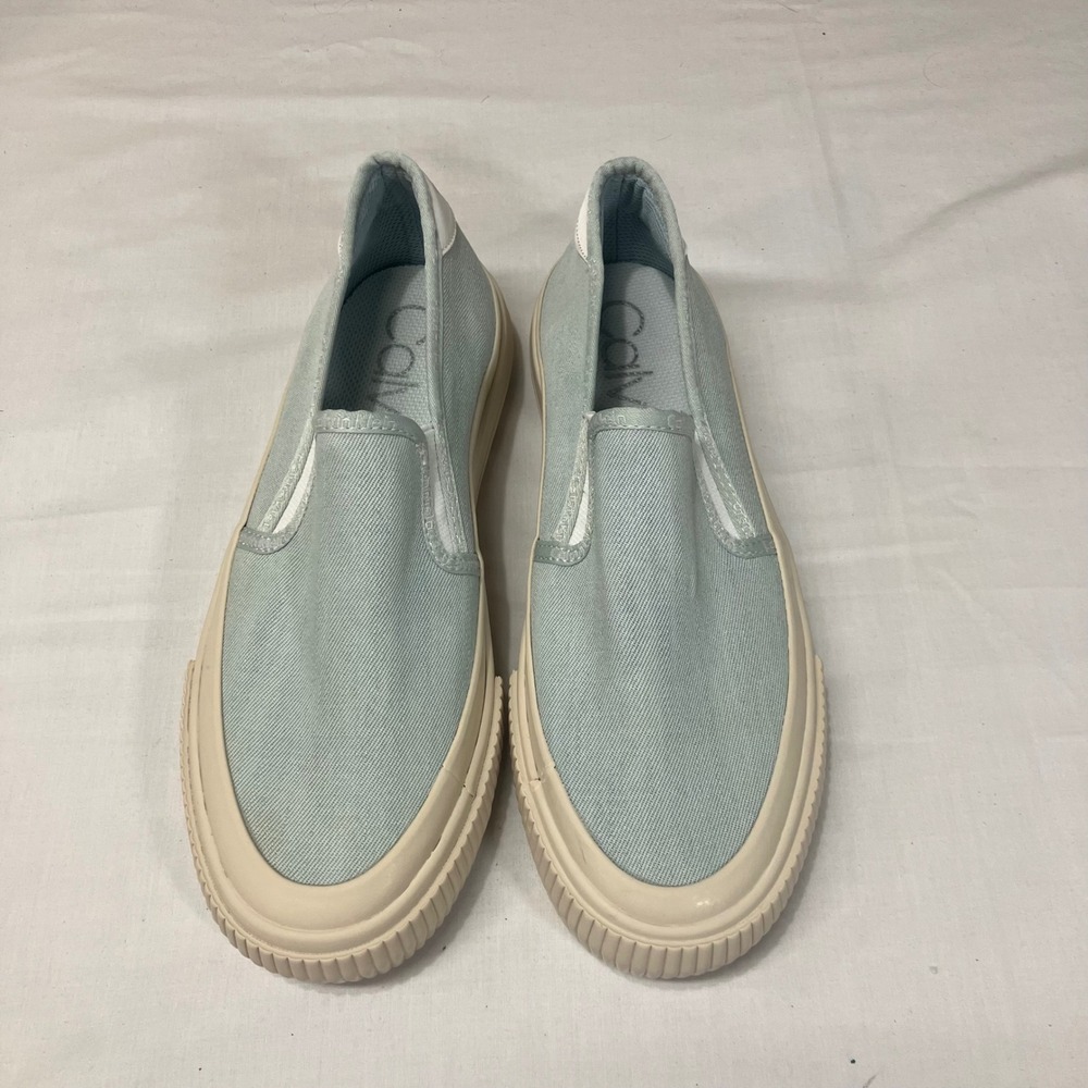 Calvin Klein KCPAILY Womens 7 Light Mint Green Slip On Sneakers Shoes Never Worn